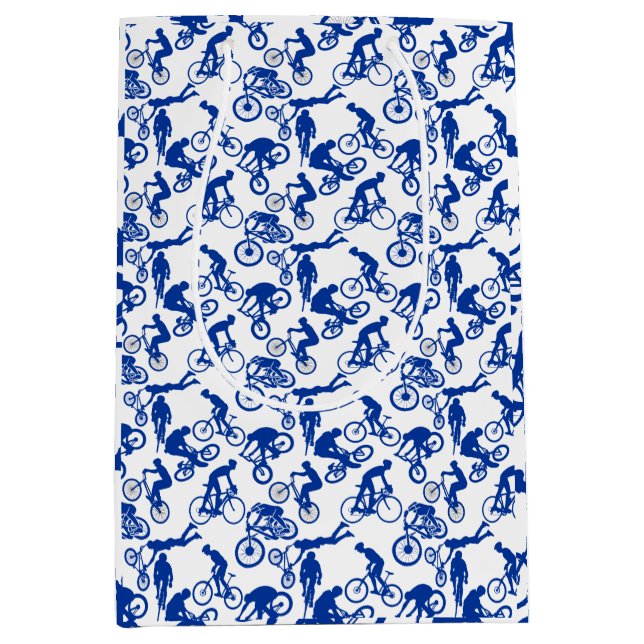 Sac Cadeau Moyen Cyclisme Freestyles Motif.w x4 Blanc BG (Devant)