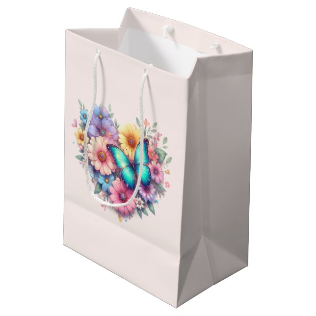 Sac Cadeau Moyen Daisy Flowers with a Beautiful Butterfly (Dos Angle)