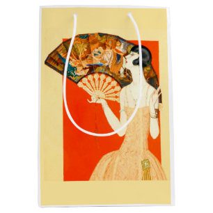Sac Cadeau Moyen dame art déco avec ventilateur