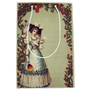 Sac Cadeau Moyen Dame victorienne dans la Rose rouge jardin avec ve