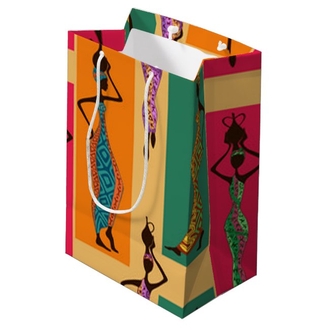 Sac Cadeau Moyen Dames africaines colorées (Dos Angle)