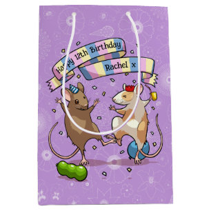 Sac Cadeau Moyen Dancing Mice Ajouter Le Nom Joyeux Anniversaire Fê