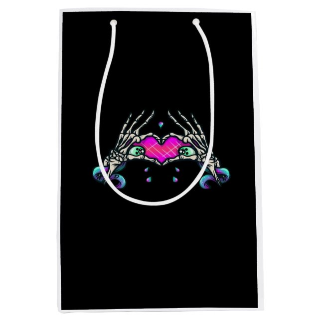 Sac Cadeau Moyen Dans la mort - Squelette Mains de coeur (Devant)