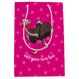 Sac Cadeau Moyen Danses joyeuses d'Ostrich sur un dessin Casquette 