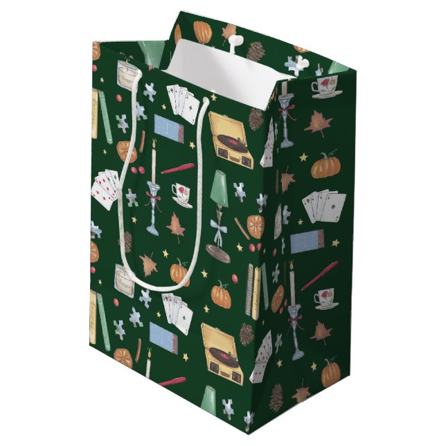 Sac Cadeau Moyen Dark Academia Moody Automne Vert (Dos Angle)