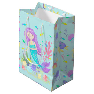 Sac Cadeau Moyen De mignonnes sirènes sous le néon marin
