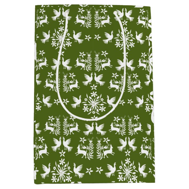 Sac Cadeau Moyen Décor mexicain Otomi (Devant)