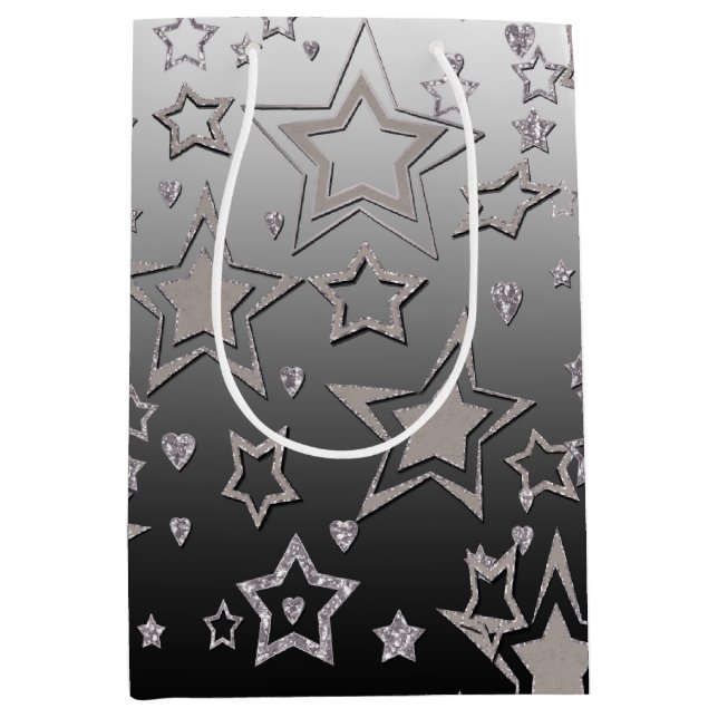 Sac Cadeau Moyen Dégradé de Noël parties scintillant brillant confe (Devant)