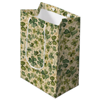 Sac Cadeau Moyen Delicate Green Shamrocks Seamless