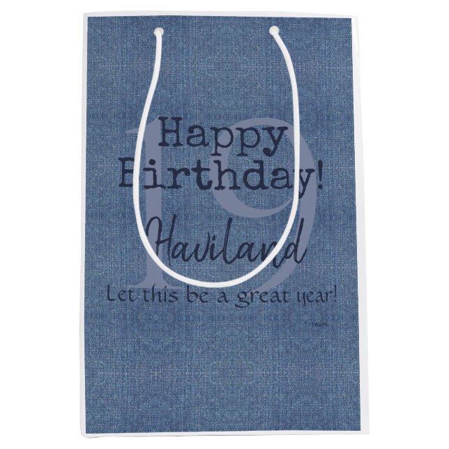 Sac Cadeau Moyen Denim Look personnalisable cadeau HAMbyWG (Devant)