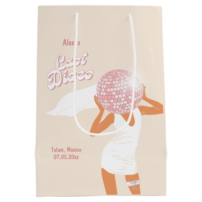 Sac Cadeau Moyen Dernière célibataire de la disco beige (Dos)