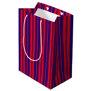 Sac Cadeau Moyen Design de bandes rouges et bleues