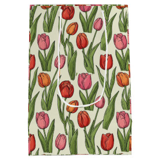 Sac Cadeau Moyen Design des tulipes rouges