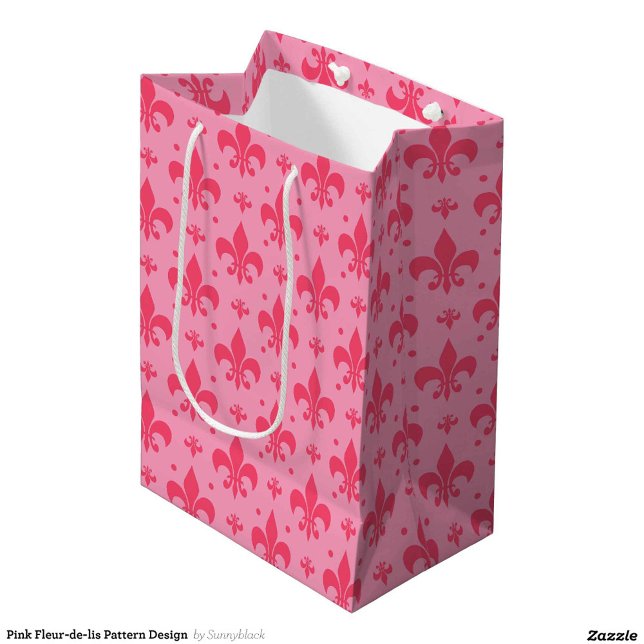 Sac Cadeau Moyen Design Motif rose Fleur de lis (Créateur téléchargé)