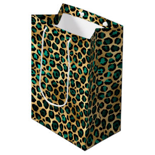 Sac Cadeau Moyen Design turquoise et Gold Leopard Series 14