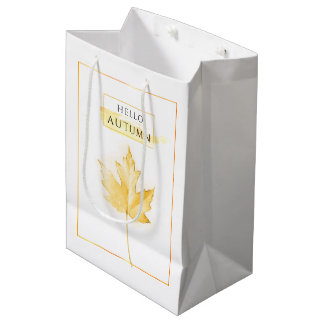 Sac Cadeau Moyen Dessin élégant et tendance de feuille d'automne do