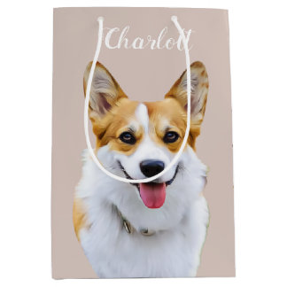 Sac Cadeau Moyen Dessin personnalisé Welsh Corgi Dog