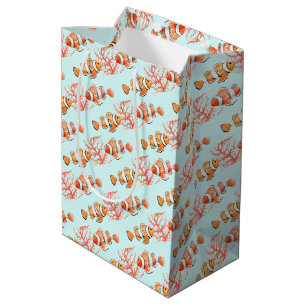 Sac Cadeau Moyen Deux clownfish ou anemonefish avec l'aquarelle de