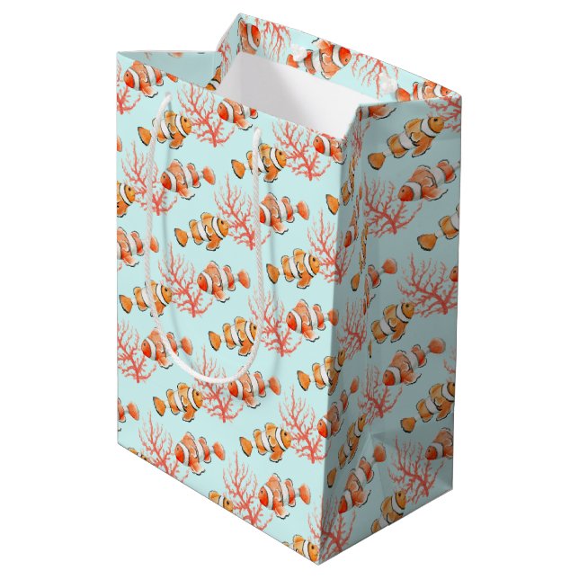 Sac Cadeau Moyen Deux poissons clowns ou un poisson-anémone à l'aqu (Dos Angle)