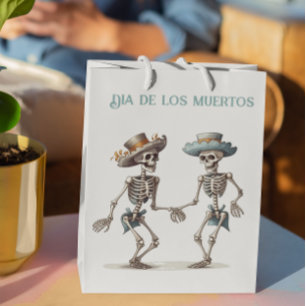 Sac Cadeau Moyen Dia de los Muertos dansant squelettes masculins