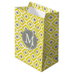 Sac Cadeau Moyen Diamants jaunes et gris monogrammes Motif Ikat