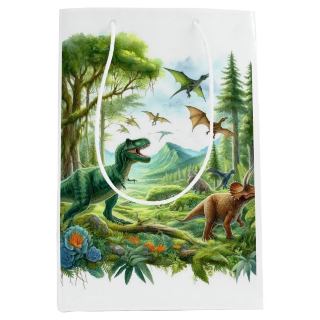 Sac Cadeau Moyen Dinosaure (Devant)