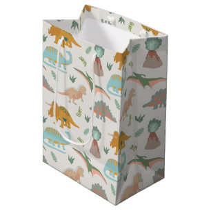 Sac Cadeau Moyen Dinosaures Enfants Dessinés à la Main Boho Motif d