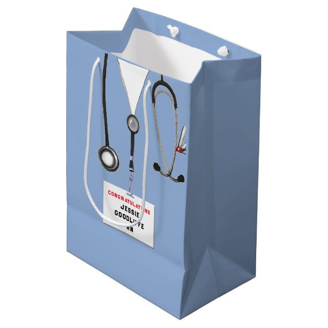 Sac Cadeau Moyen Diplôme d'infirmière personnalisée (Devant Angle)