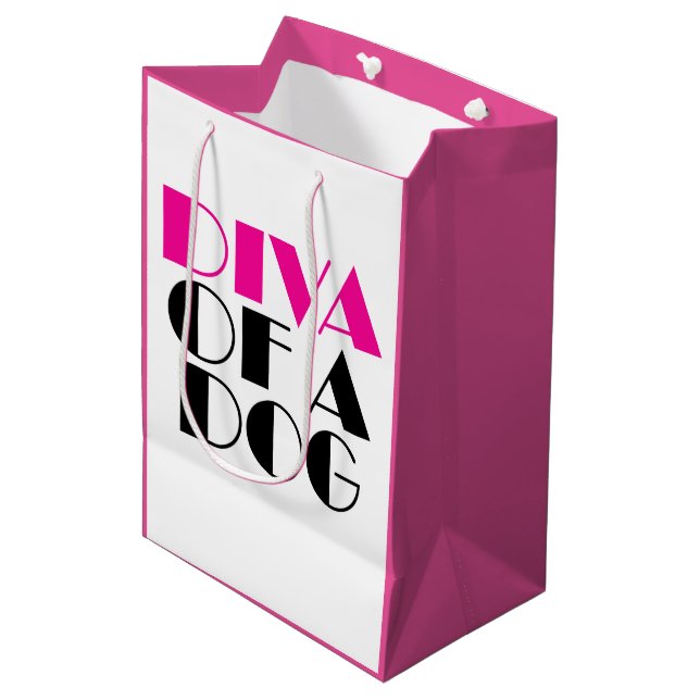 Sac Cadeau Moyen "DIVA d'un chien" Sac-cadeau moyen (Devant Angle)