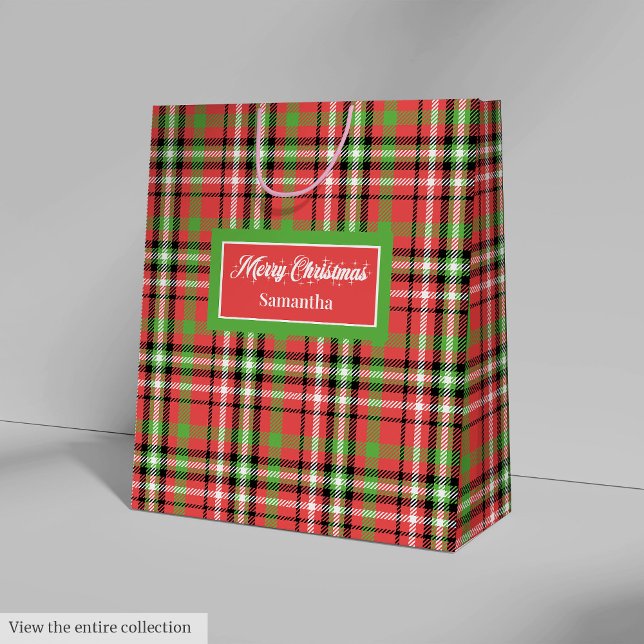 Sac Cadeau Moyen DIY Christmas Gift Bags Classic Tartan Accent Wrap (DIY Christmas Gift Bags Classic Tartan Accent Wrap)