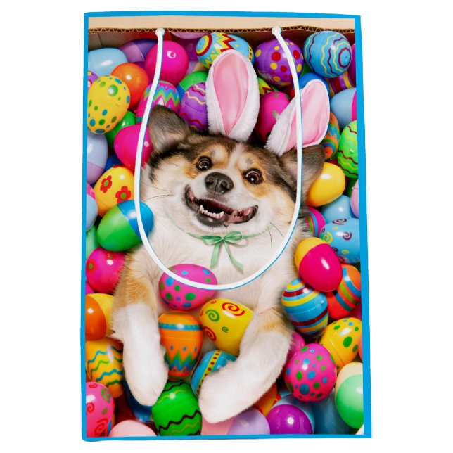 Sac Cadeau Moyen Dog Laying on Easter Eggs (Devant)