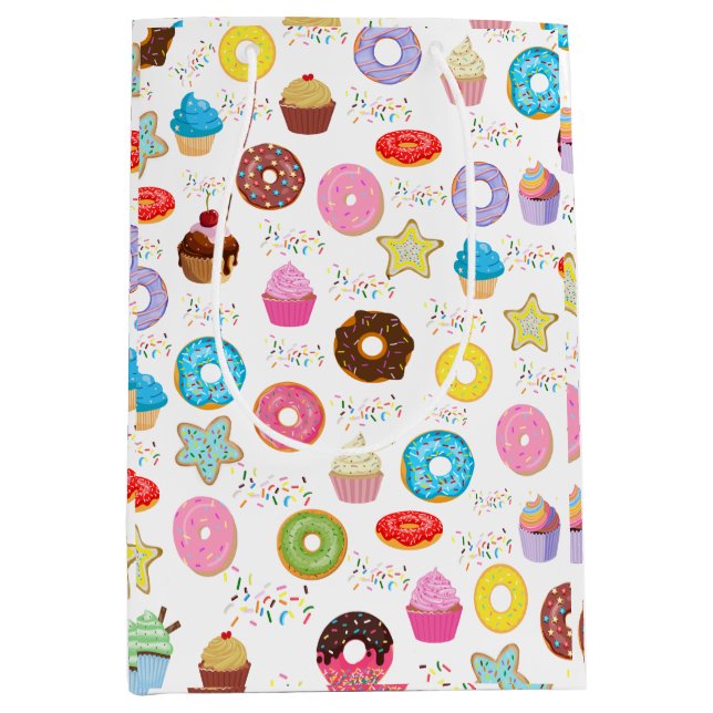 Sac Cadeau Moyen Donut et Cupcakes (Devant)