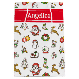 Sac Cadeau Moyen Doodles de Noël mignons