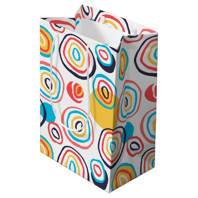Sac Cadeau Moyen Doodles funky Circle sur blanc (Dos Angle)