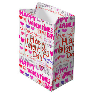 Sac Cadeau Moyen Doodles Heureuses Saintes-Valentin
