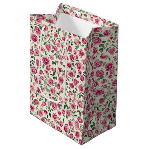 Sac Cadeau Moyen Douce Mariage Fleurs Roses Roses Roses Tendres
