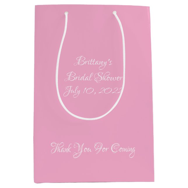 Sac Cadeau Moyen Douche nuptiale rose simple (Devant)