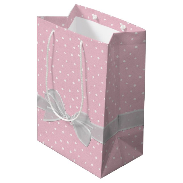 Sac Cadeau Moyen Doux 16 Anniversaire Bow sur Pois (Dos Angle)