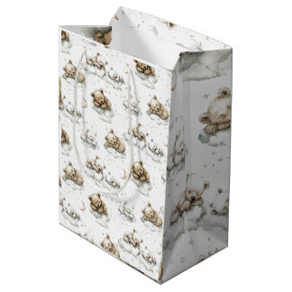 Sac Cadeau Moyen Doux oursons endormis sur des nuages duveteux