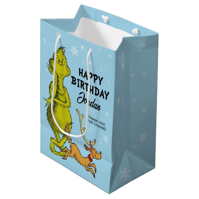Sac Cadeau Moyen Dr Seuss | Grinch Winter Birthday Favoriser (Devant Angle)