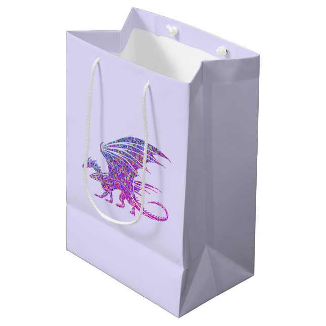 Sac Cadeau Moyen Dragon de mosaïque Extraordinaire violet (Devant Angle)