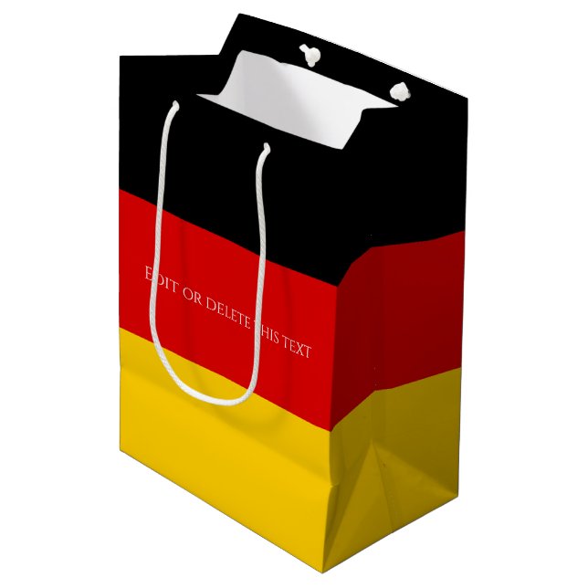 Sac Cadeau Moyen Drapeau Allemagne Schwarz Rot Gold Personnalisé (Devant Angle)