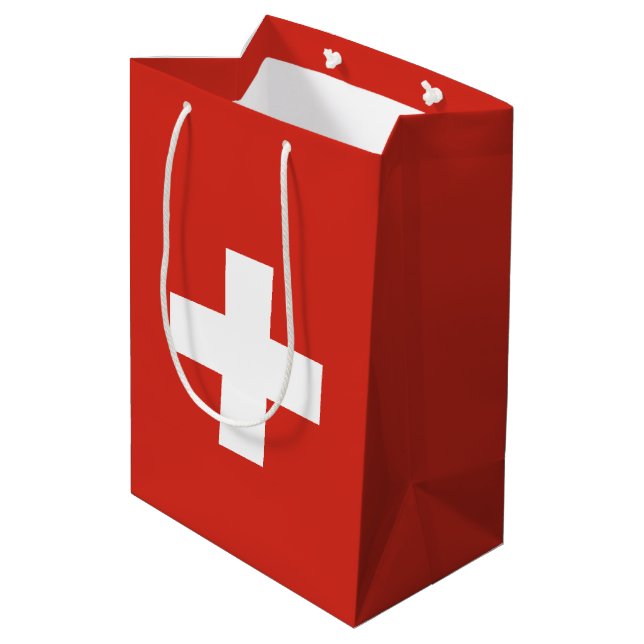 Sac Cadeau Moyen Drapeau de la Suisse (Dos Angle)