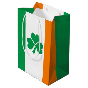 Sac Cadeau Moyen Drapeau de l'Irlande Shamrock