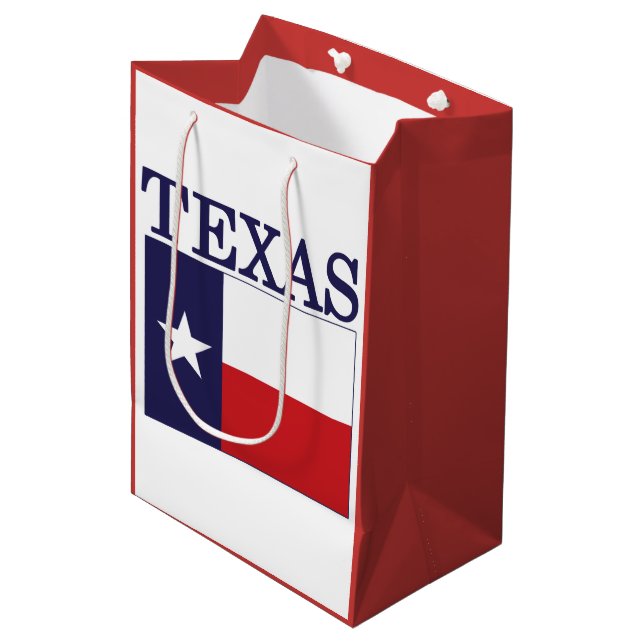 Sac Cadeau Moyen Drapeau d'état du Texas Rouge blanc et bleu MGB (Devant Angle)
