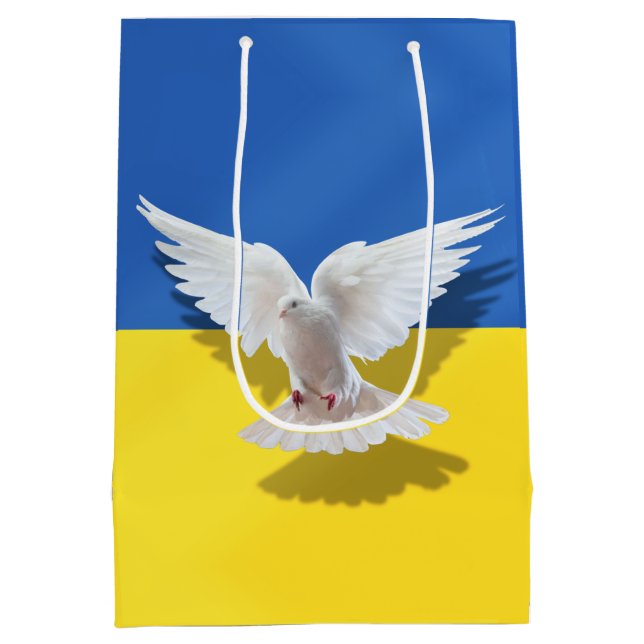 Sac Cadeau Moyen Drapeau d'Ukraine - Dove of Peace - Freedom - Peac (Dos)
