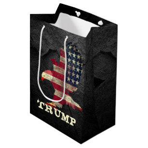 Sac Cadeau Moyen Drapeau et aigle noir Trump sur Black Rock