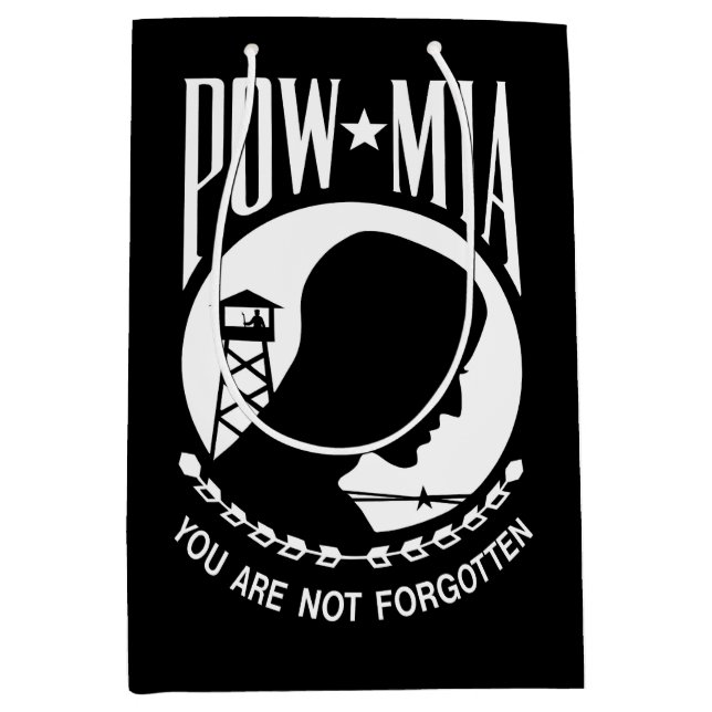 Sac Cadeau Moyen Drapeau POW MIA : Soldats disparus de la guerre du (Devant)