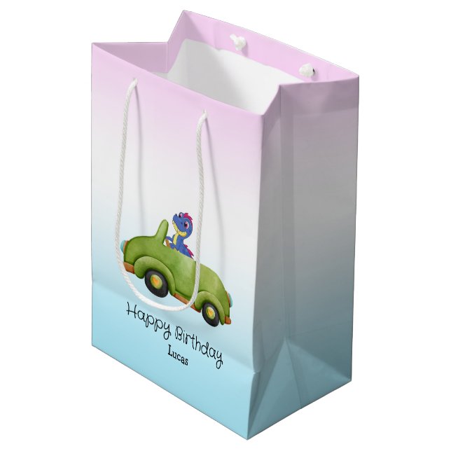 Sac Cadeau Moyen Drôle dinosaure antique voiture B2S anniversaire d (Devant Angle)