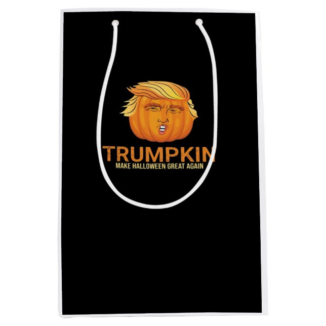 Sac Cadeau Moyen Drôle Halloween Trumpkin - Automne Faire Halloween (Devant)
